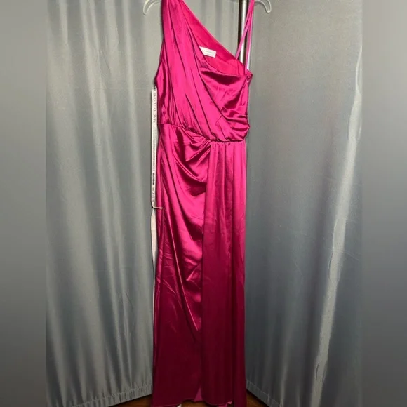 Mac Duggal Fuchsia One-Shoulder Maxi Dress - Picture 5 of 8